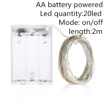 AA battery 2m Струнный светильник 1-10 м теплый белый светодиодный медные поделки из проволоки бутылки Волшебные украшения на День святого Валентина, свадьбу лампы Pary открытый батарея питание - Испускаемый цвет: AA battery 2m