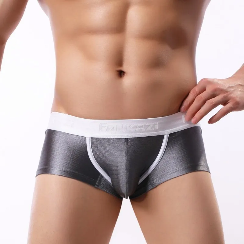 Гладкие на ощупь, стиль, матовый металл, трусы, Cueca, мужские трусы-боксеры, сексуальные, низкая посадка, нижнее белье, шорты