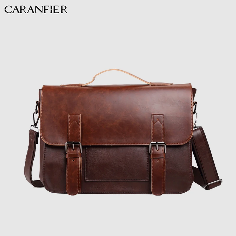 

Мужской портфель CARANFIER из искусственной кожи, сумка через плечо, вместительные компьютерные сумки, модная сумка-мессенджер, мужские сумки-т...