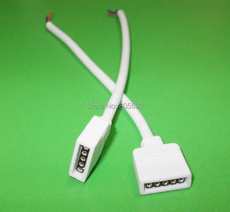 500 шт./лот кабель RGBW Белый 5 Pin RGB провод свинцовый разъем адаптер для светодиодной