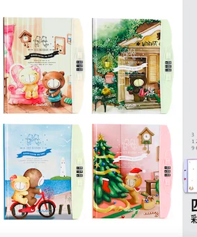 Творческий мультфильм ноутбук зачетных книг дневник блокнот школьные канцелярские принадлежности дневник планировщик малыш студент подарок с замком и ключом - Цвет: 018