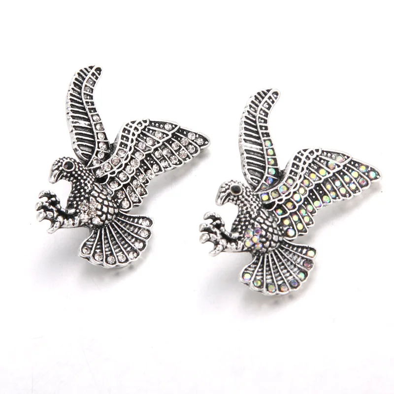 

Newest High Quality items Eagle styles 18mm Metal Snap Button Charm Rhinestone Styles Button Snap Button Jewelry 6683