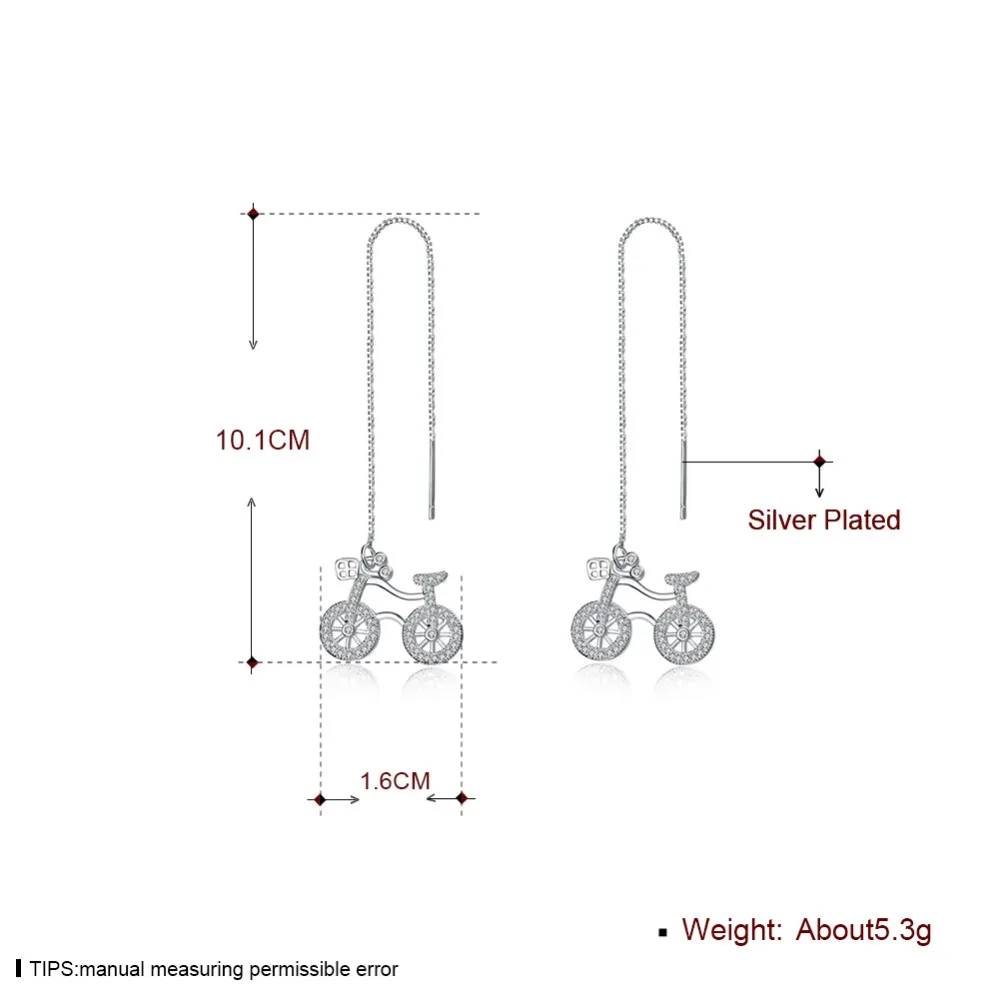 2017 Fashion Hot Sale silver Long Ear Line Earrings Sliver Color Bike Shape Design Pendant Dangle | Украшения и аксессуары