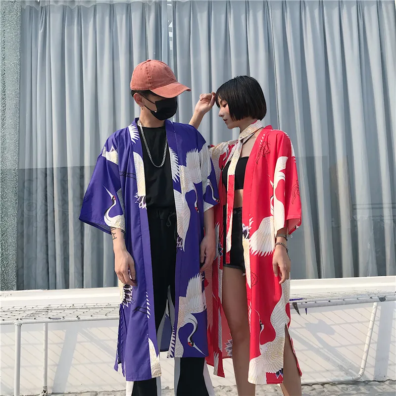Новинка 2019 японское кимоно юката Haori женский костюм с красным краном