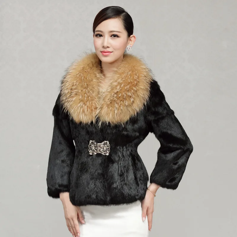 Роскошная женская модная куртка из натурального кроличьего меха пальто с