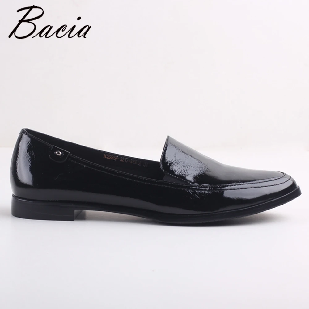 Bacia/роскошные классические кожаные туфли черный ретро круглый носок Slip-on Туфли