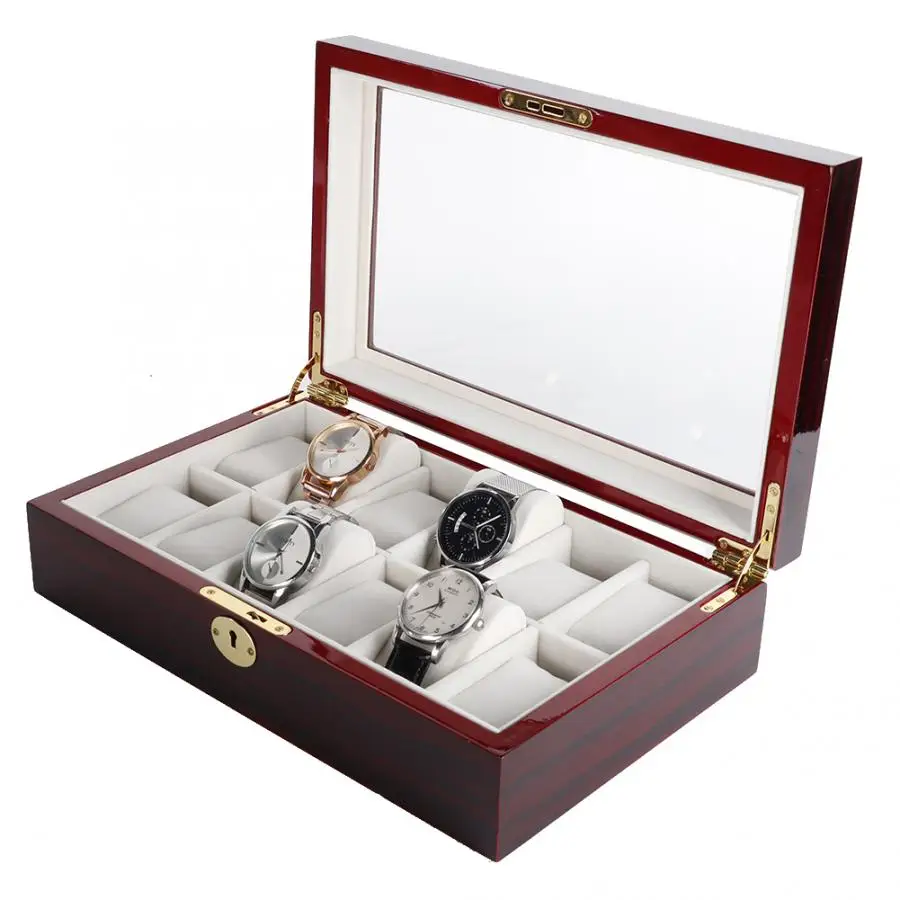 Коробка для хранения часов LISM 12 ячеек роскошный органайзер дисплея держатель