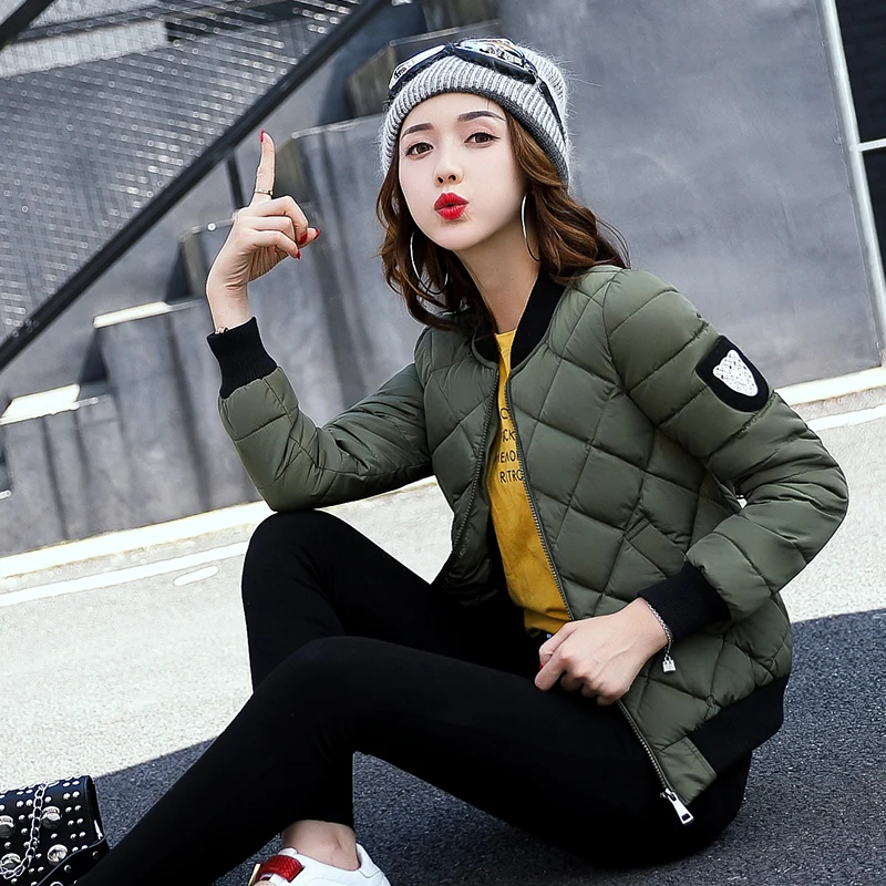 2017 Осень Зима Новая бейсбольная хлопковая стеганая куртка модная короткая