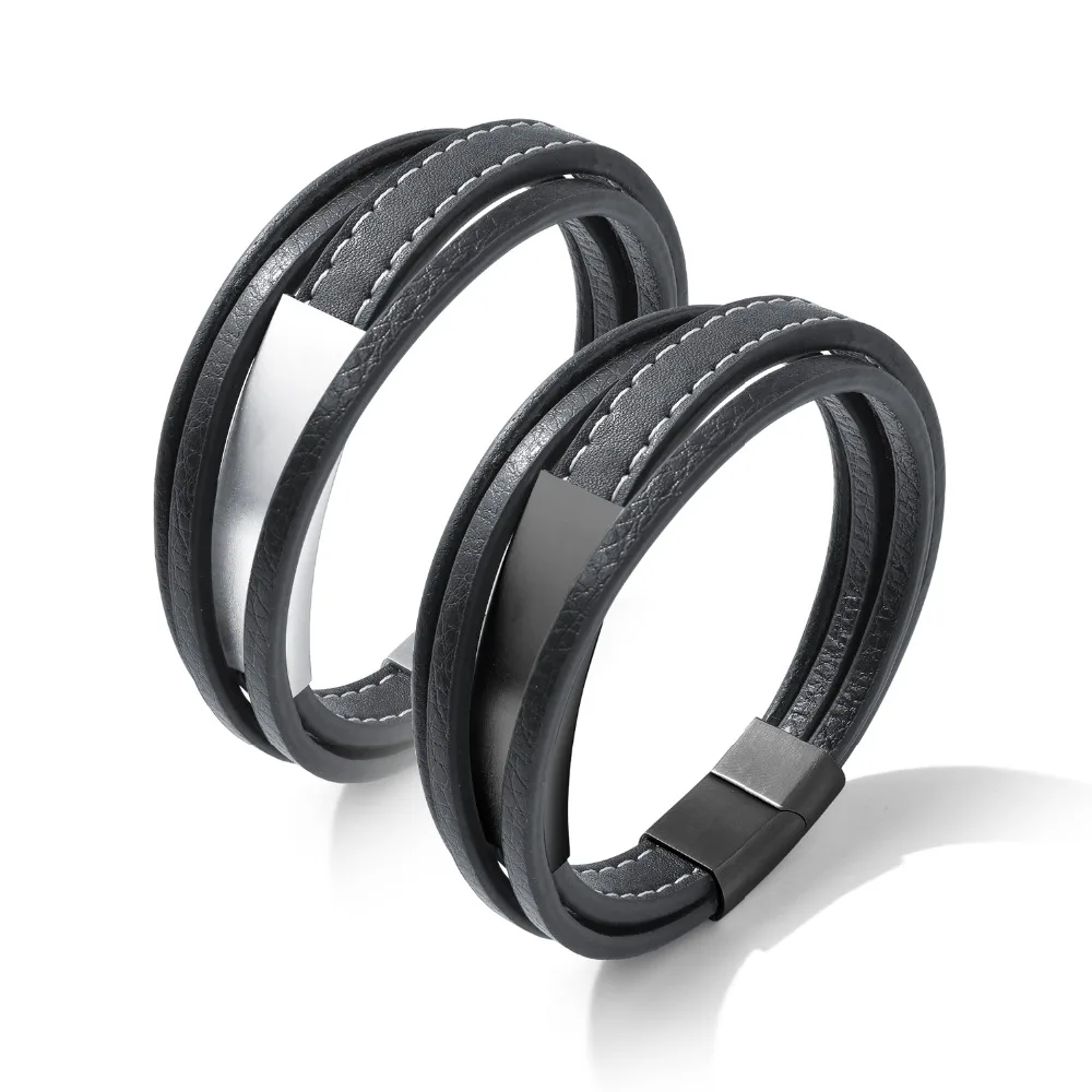 Мужской браслет в стиле панк ручной работы многослойный кожаный индивидуальный