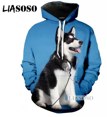 LIASOSO Осенняя Новинка для мужчин wo мужская толстовка с 3D принтом животных, Siberian Husky толстовки с длинными рукавами в стиле хип-хоп Топ уличный пуловер M027 - Цвет: 3