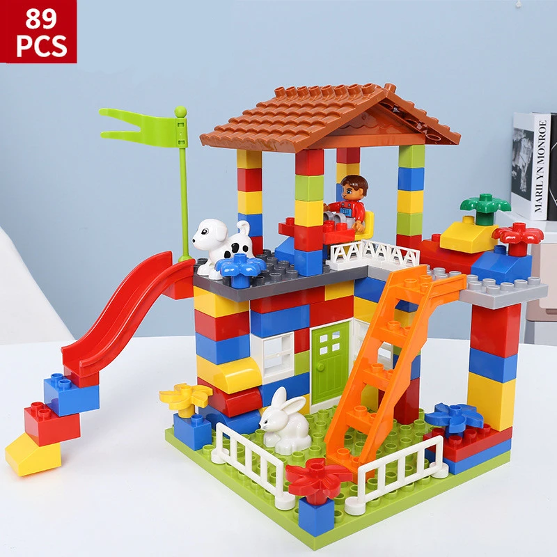 

89pcs House Castle Roof Mini Figure Amusement Park Big Size Building Blocks Compatible With Bricks Toys For Children