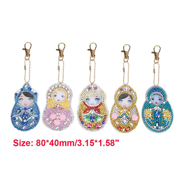 5pcs-doll 5D DIY Алмазная картина брелок в форме бабочки полная алмазная живопись брелок Вышивка крестом женская сумка брелок - Цвет: 5pcs-doll