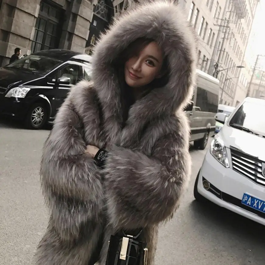 2017 зимнее пальто с искусственным лисьим мехом роскошная женская толстая куртка