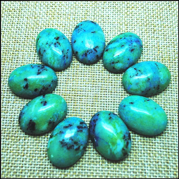 

10pcs Nature Chrysocolla Stone Cabochons No Hole Oval Shape 18x25mm Pyrite Mine Amazonite Cab Beads Accessories Diy Spacer