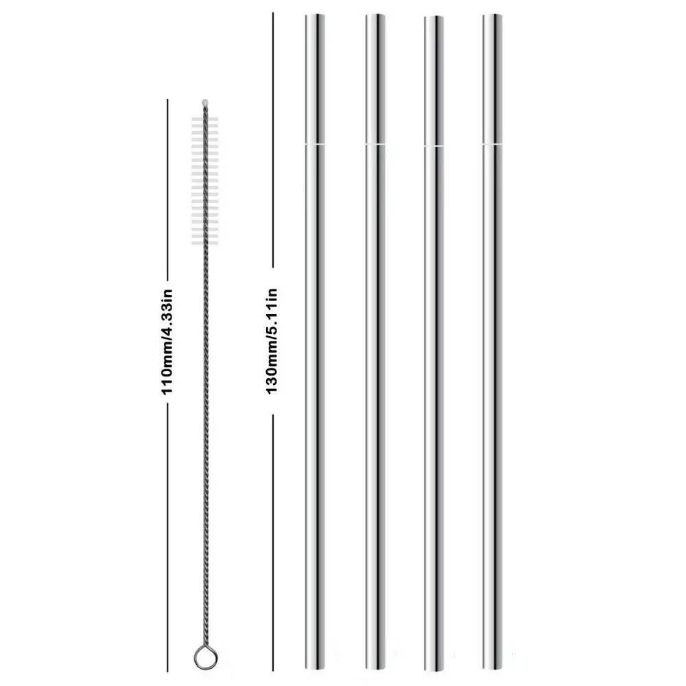 Pack4-1Brush Fuhaihe 2/4/8 шт. 130*6 мм Детская Металлическая соломинка набор питьевой соломы 304 Нержавеющая сталь многоразовые соломенная шляпа с 110 мм щетка для детей - Цвет: Pack4-1Brush