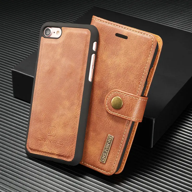DG.MING 2in1 Vintage Wallet Case For iPhone 7 8 Ultra Strong Magnetic Detachable Flip Leather Cover 6S With Kickstand | Мобильные