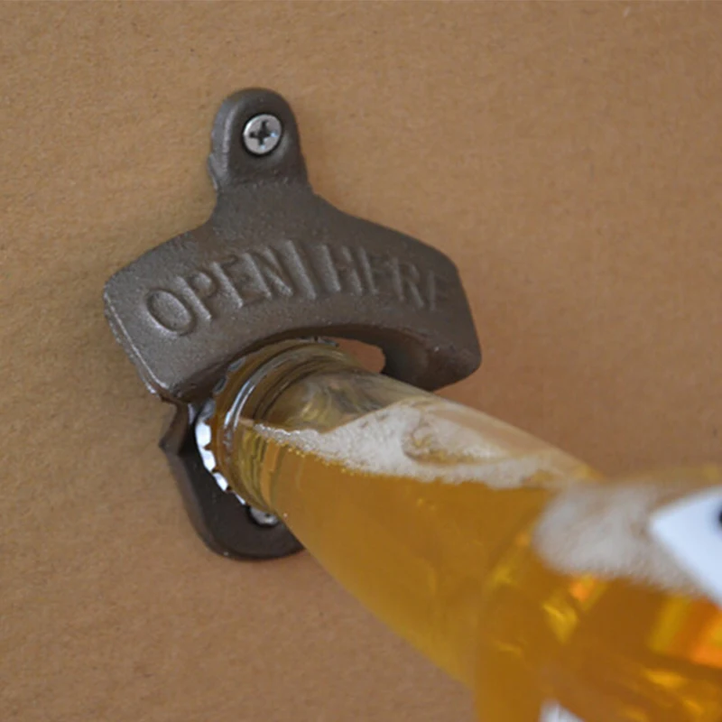 

TEMLUM Vintage Antique Iron Wall Mounted Bar Beer Bottle Bottle Cap Opener Kitchen Tools