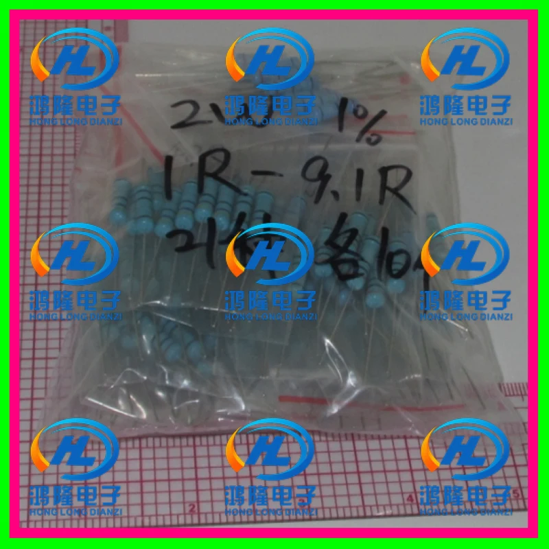 

2W Metal Film Resistors 1R-9.1R ohm 1% 2W Metal Film Resistors Samples kit 21values*10pcs=210pcs assorted kit