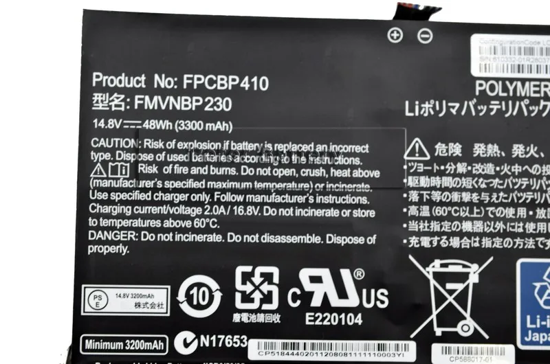 JIGU FMVNBP230 FPB0304 FPCBP410 Оригинальная батарея для ноутбука FUJITSU LIFEBOOK U554 U574 UH554 UH574 14 8 V 48WH