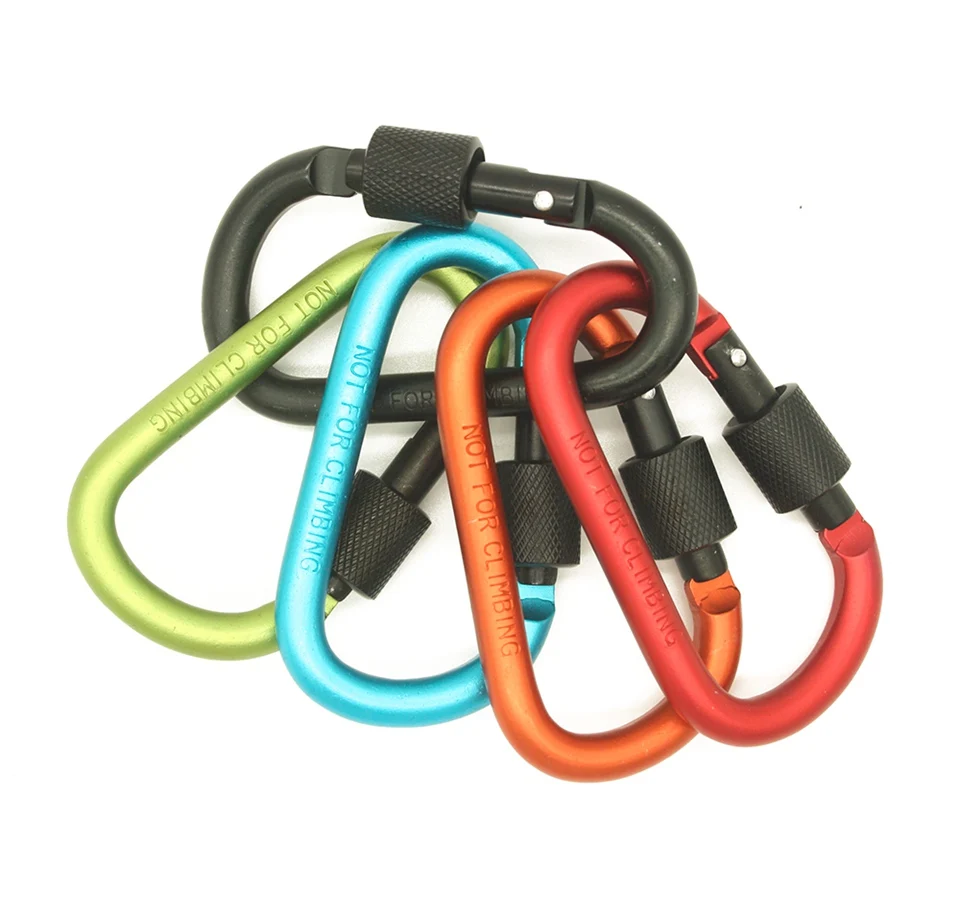 

Paracord Carabiner 8cm Aluminum Carabiner 5 Colors Random Outdoor Spiral D Shape Carabiners Camping Climbing Equipment Mountaine