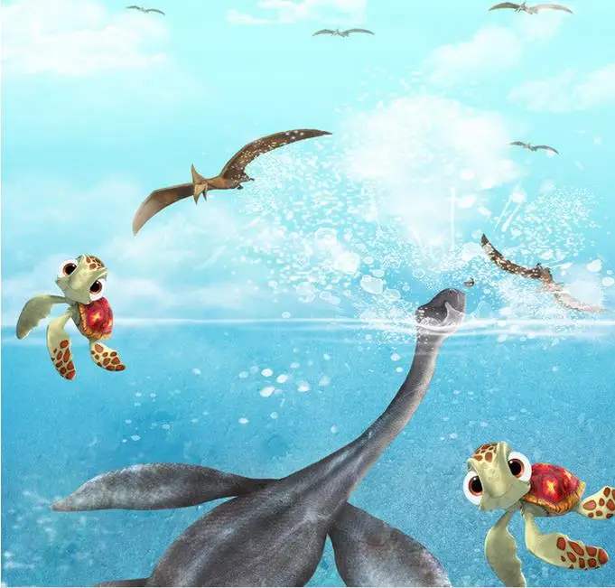 Пользовательские 3d потолочные обои черепаха с динозаврами для стен 3 d фрески