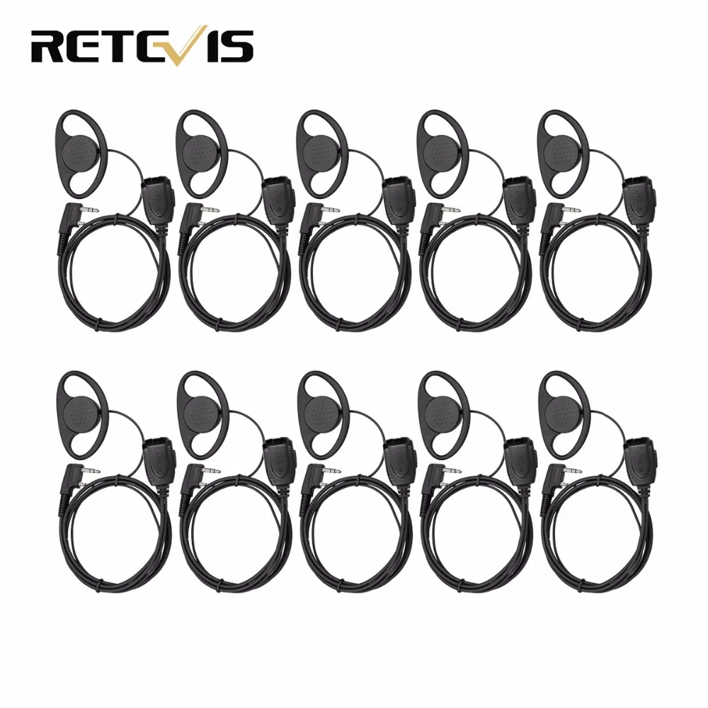 

10pcs Retevis RE-3224 D-type Earhook Earpiece for Retevis H777 RT21 RT22 RT24 RT5 RT3 RT81 Two Way Radio Walkie Talkie C9056A
