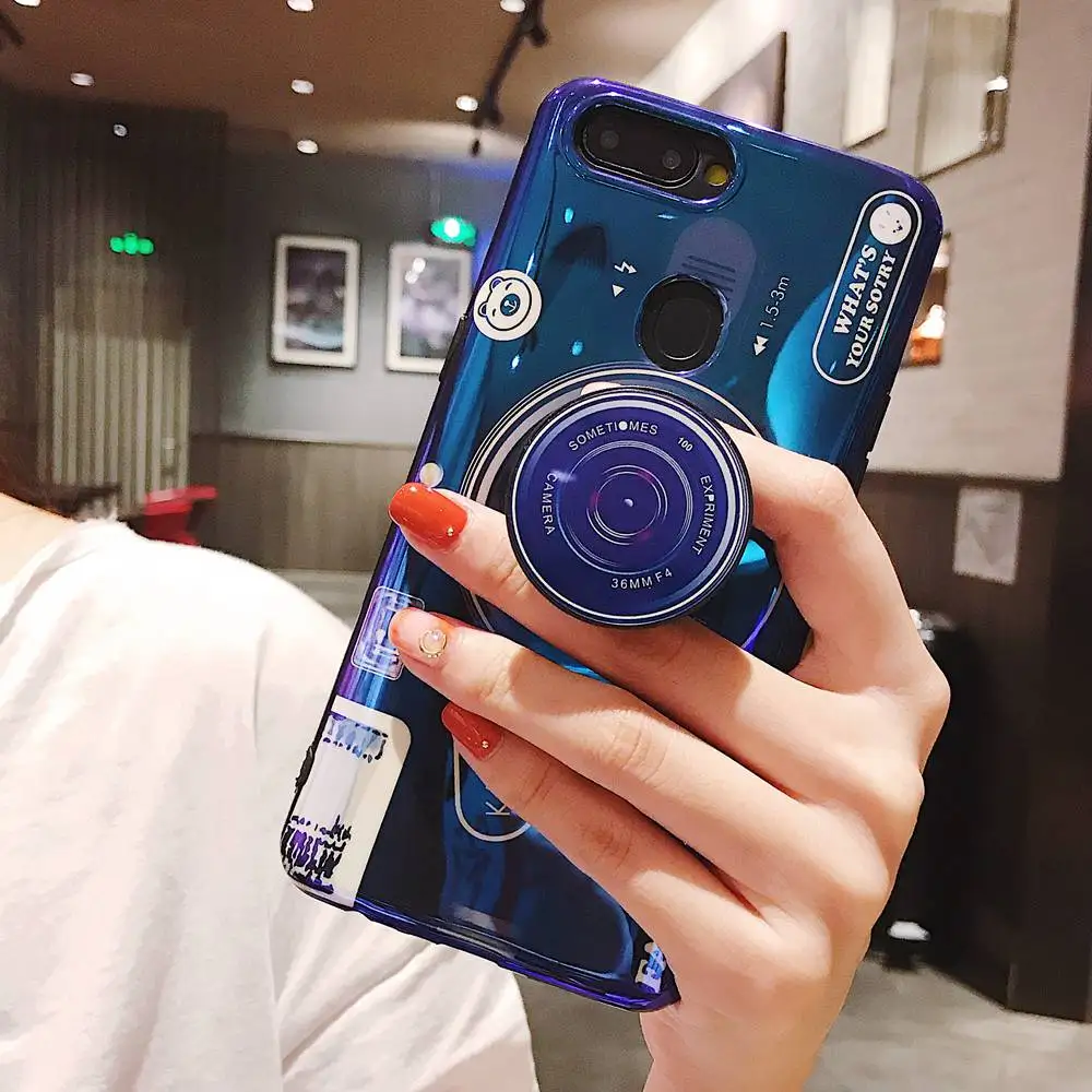 For Huawei P Smart Plus Case Cute Camera Stand Holder Silicone Cover Honor 9 Lite 7A Play 7X 10 P20 7C |
