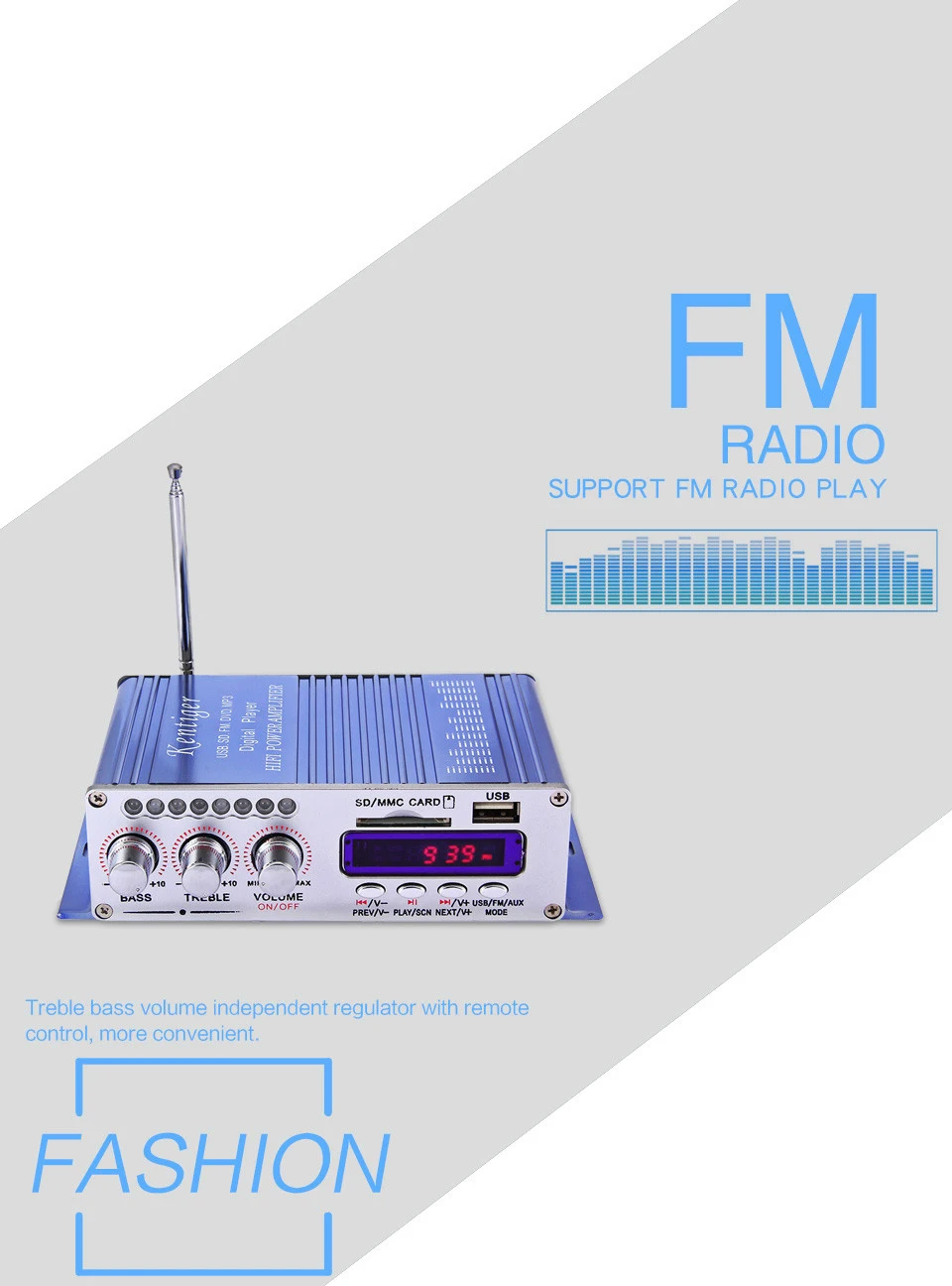 Hi-Fi HY502 аудио усилитель мощности USB MP3 DVD CD FM SD цифровой плеер для мотоцикла авто стерео усилитель+ адаптер питания