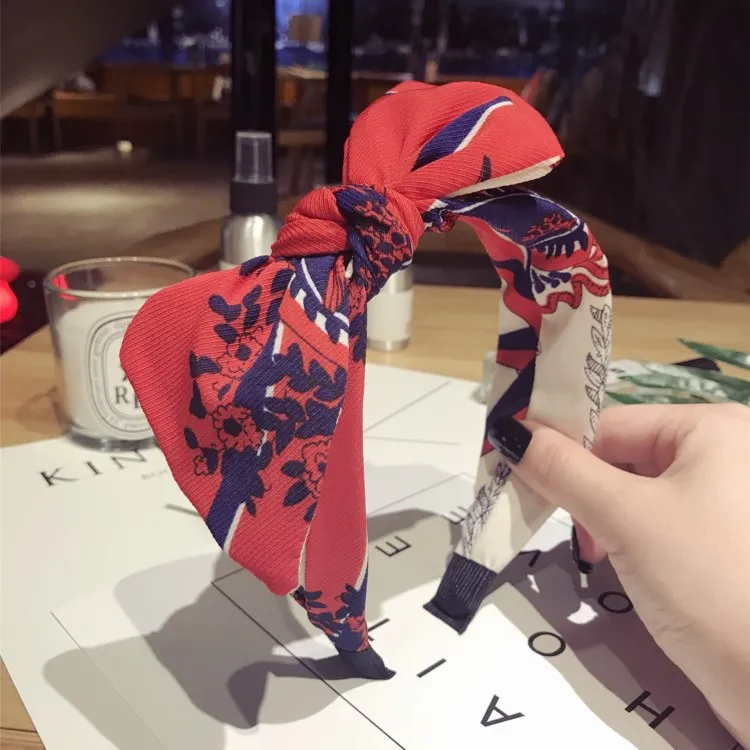 Корея ткань кролик резинки для волос кроличьи уши повязка с цветком Корона на