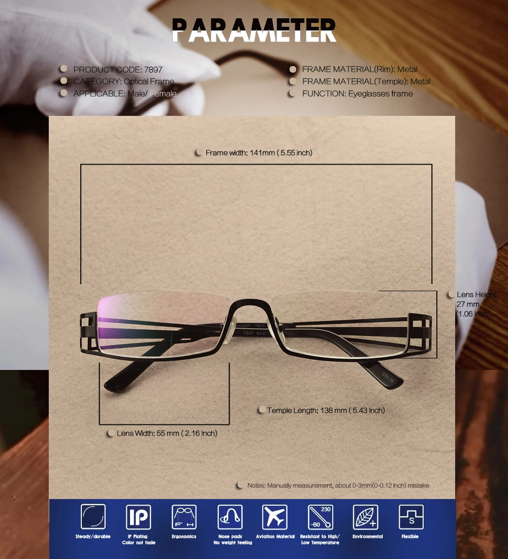 Половина оправы оправа для очков при близорукости Винтаж оптические по рецепту