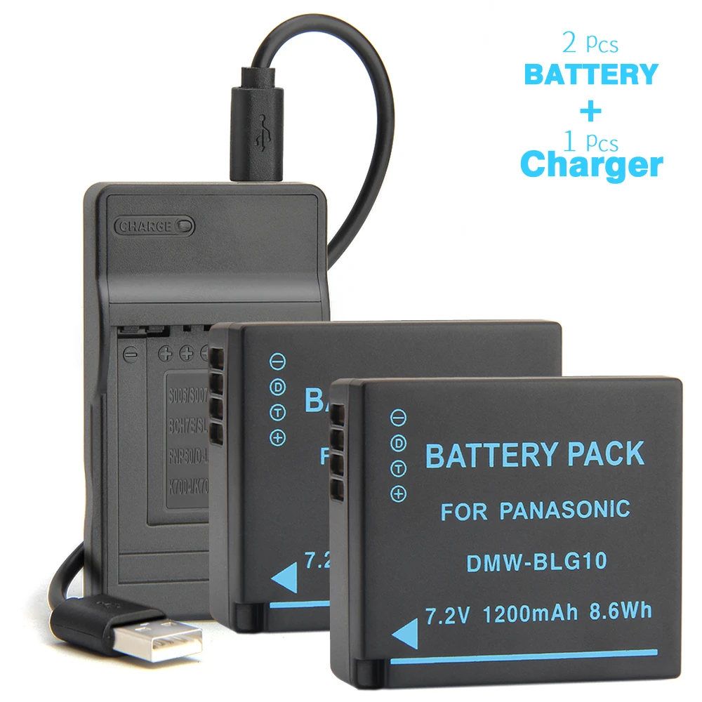 Фото 2 шт. аккумулятор BLG10 BLG10e для Panasonic Lumix GF5 GF6 GX7 GX80 GX85 LX100 D Lux|chargers for camera|battery cameracamera charger