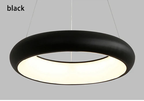 AC85-265V, круглая подвесная люстра, освещение для столовой, кухни, комнаты, кольца, алюминиевая подвесная люстра, люстра, блеск, плафон, современный - Цвет абажура: Black