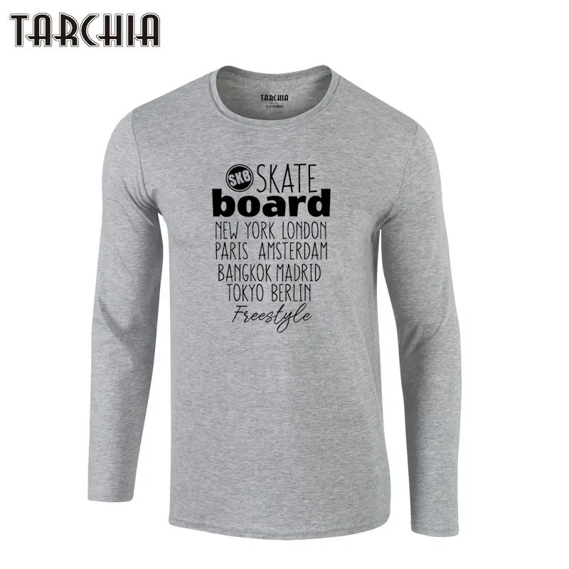 Футболка TARCHIA мужская с длинным рукавом тенниска принтом Качественная майка для