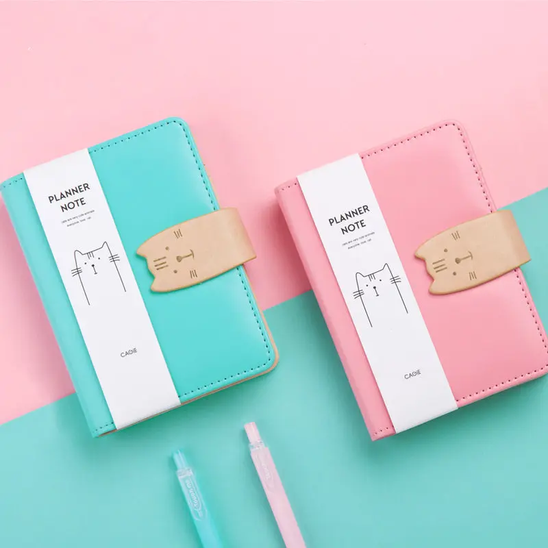 1 шт. A7 Kawaii блокнот с кошкой креативный PU планировщик карманы Памятка путешествия