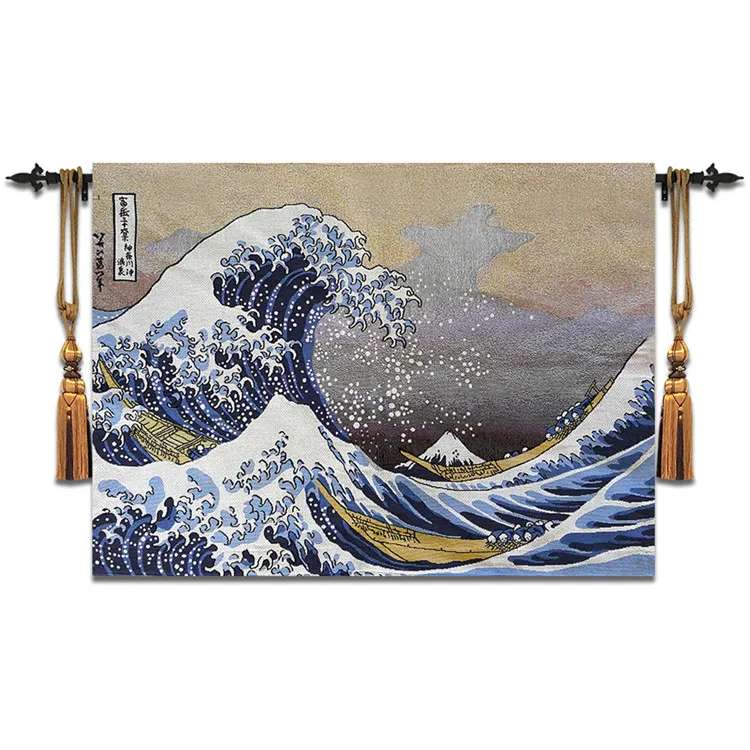 

65*95cm Hokusai's The Great Wave wall hanging tapestry Home Cotton deco textile fabric Tapiz Gobelin Tapisserie Arazzo medievale