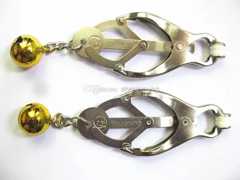 2015 Hot Sale Sexshop Fetish Powerful Bdsm Gear Bondage Steel Nipple Clamps Clips With Bells Stimulator Adult Games Sex Toys | Красота и