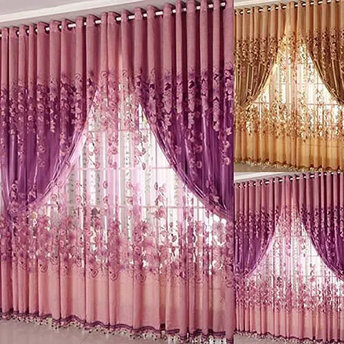 Романтический Цветочный Принт Тюль Чистой Voile Пелерина Панель Двери Делитель