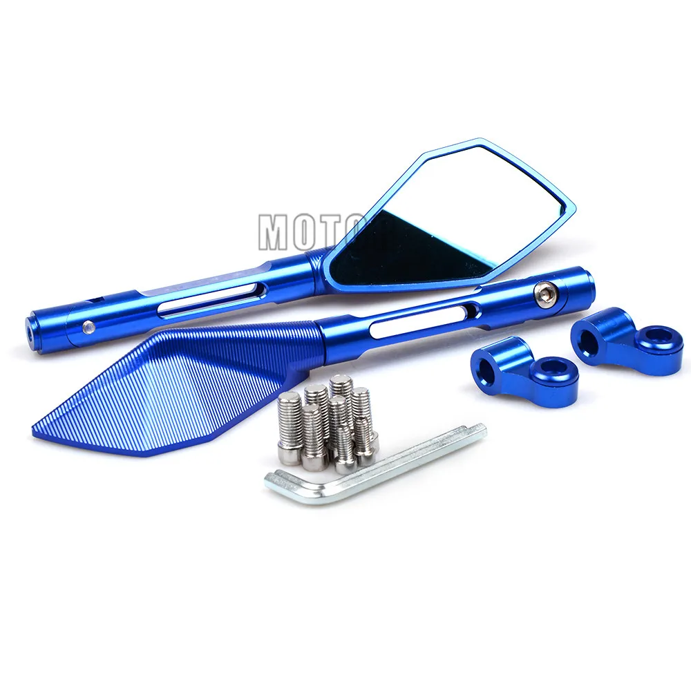 Blue Универсальные зеркала для Kawasaki ER6N Z750 Yamaha Nmax 125 155 MT 03 07 09 Honda MSX125 CNC мотоциклетное зеркало заднего вида - Цвет: Blue