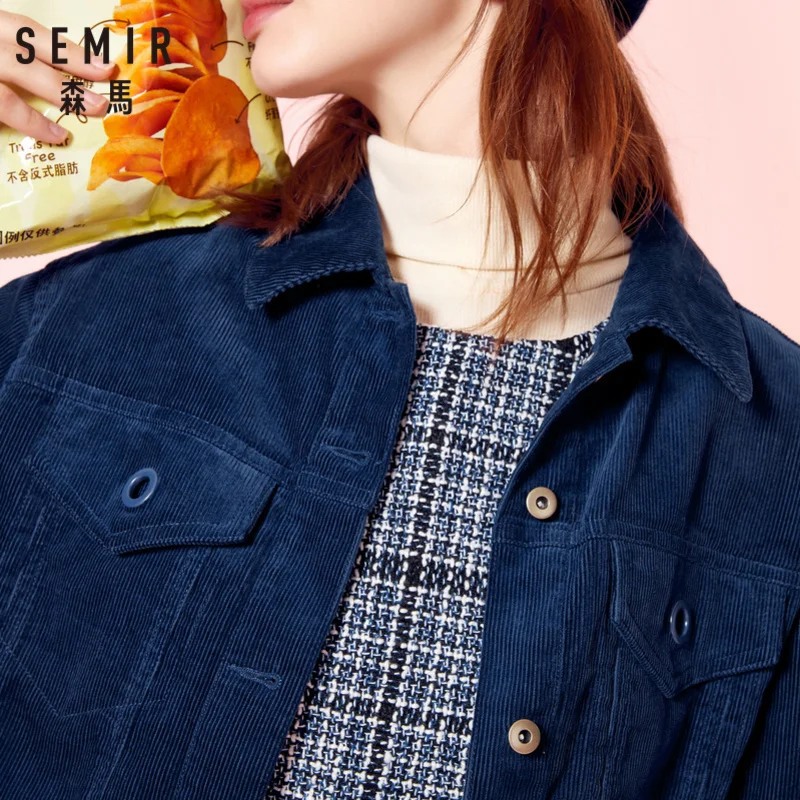SEMIR женская короткая Вельветовая куртка из 100% хлопка с нагрудным карманом