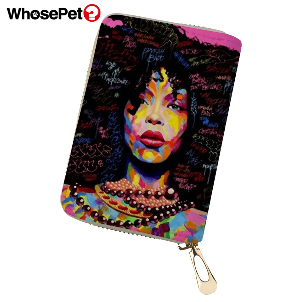 WHOSEPET Travel Wallet Case Coin Purse African Girls Prints Women PU Leather ID Card Cover Mini Business Holder for Ladies | Багаж и сумки