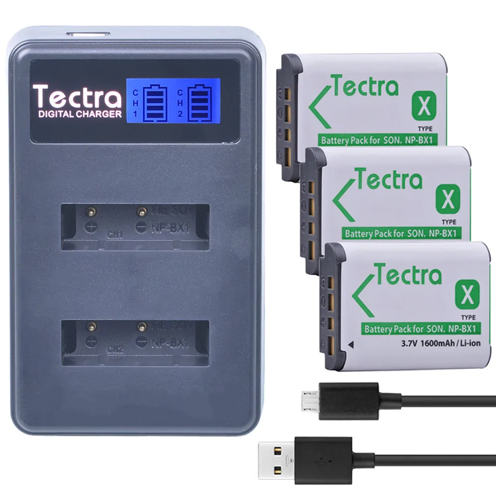 Литий-ионная камера Tectra 3 шт. NP-BX1 NP BX1 NPBX1 зарядное устройство с ЖК-дисплеем и USB