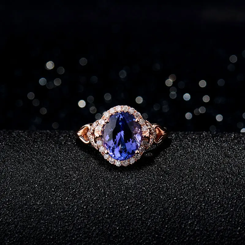 AAA натуральная драгоценный камень с природными алмазами танзанит Обручение