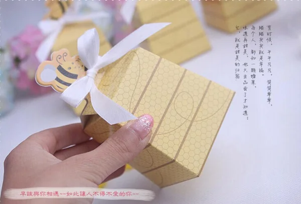 100 шт./лот милый Тип Сладкая как пчела! коробка для душа мамы и ребенка свадебные