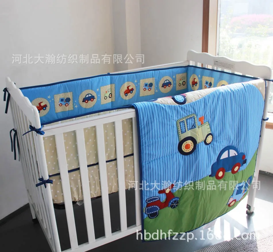 

Promotion! 3PCS Embroidery Cotton Baby Bedding Set jogo de cama Crib Bedding Set Cot Quilt,include(bumper+duvet+bed cover)