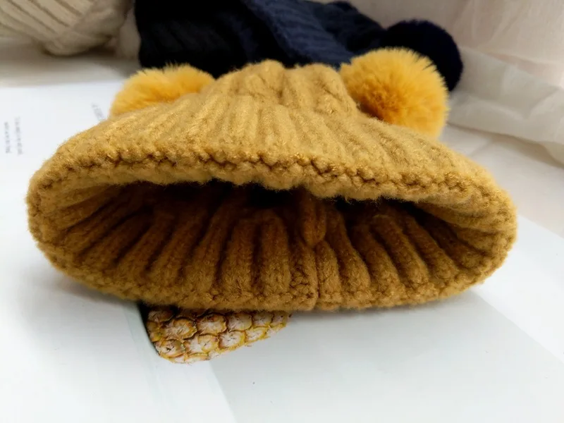 Детская шапка с помпоном зимняя детская вязаная Милая для девочек и мальчиков