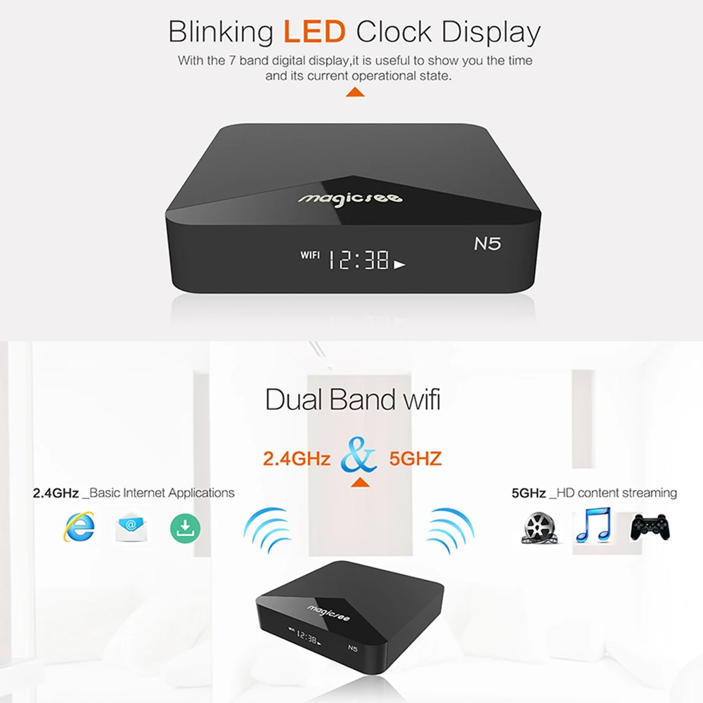 Фото MAGICSEE N5 ТВ коробка S905X Quad core 2 ГБ 16 Декодер каналов кабельного телевидения Android 7 1 MAGICSEE N5 ТВ коробка S905X Quad core 2 ГБ 16 Декодер каналов кабельного телевидения Android 7 1