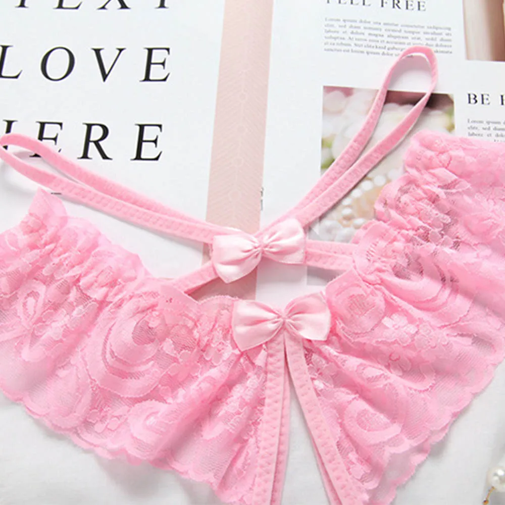 Women's Sexy Lingerie Hot Erotic Open Crotch Panties Porn Lace Transparent Crotchless Underwear Underpants Sex Wear G-string