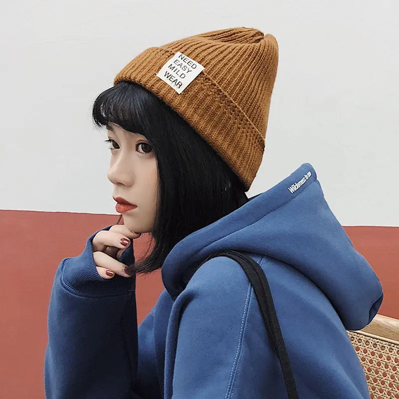 Теплые зимние лыжные шапочки новые женские шапки-чалмы с вышитыми буквами Вязаные Лыжные вязаные шапки вязаные шапочки