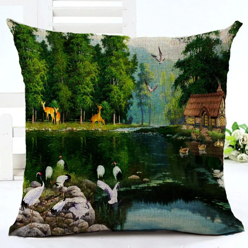 Forest Scenery Cushion Cover Pillowcase Bed Car Hotel Home Decor Sofa Vintage Modern | Дом и сад