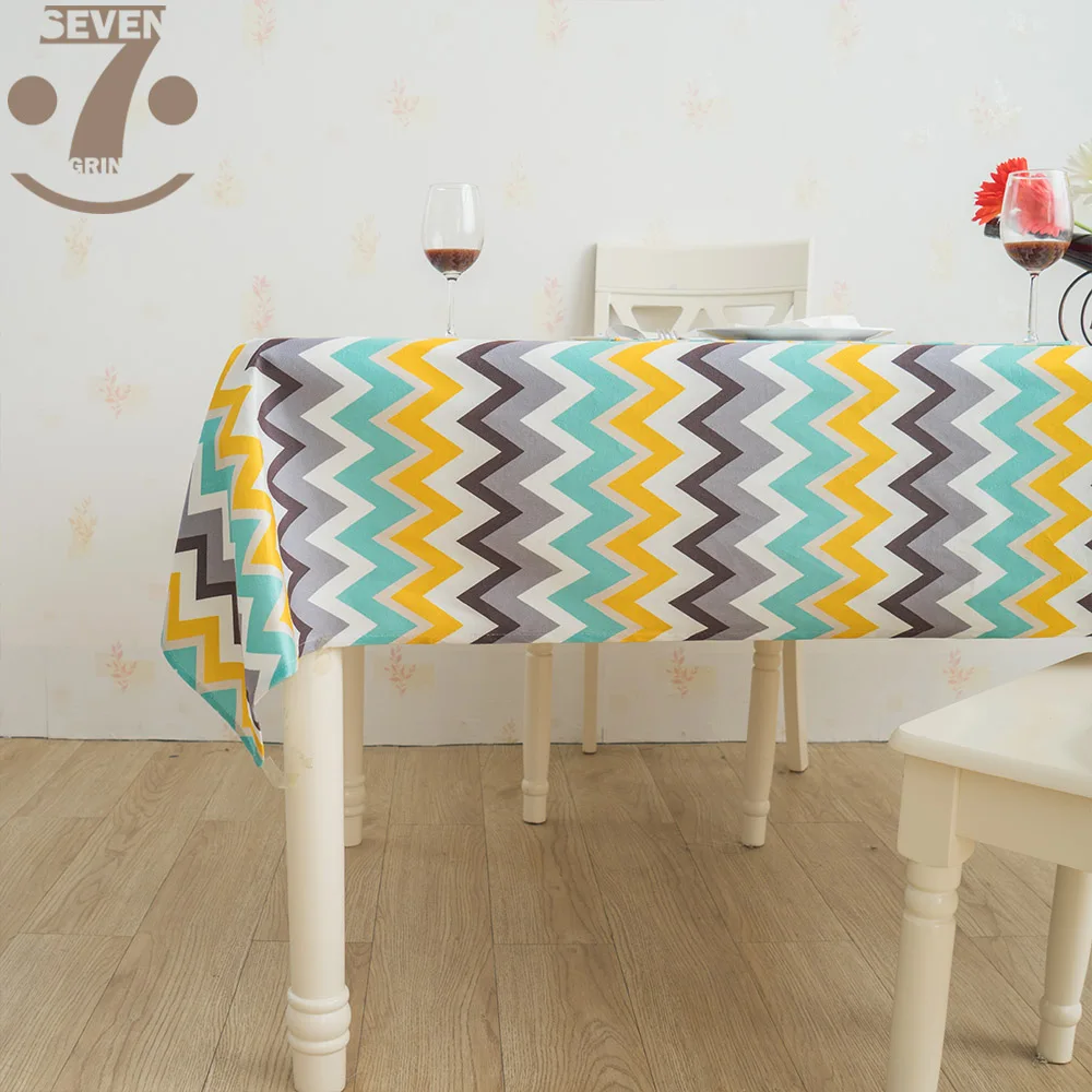 Free Shipping Cute Thick Slubbed Microfiber Cloth Light Blue Waves Square Rectangle Anti-skid Table Cover | Дом и сад
